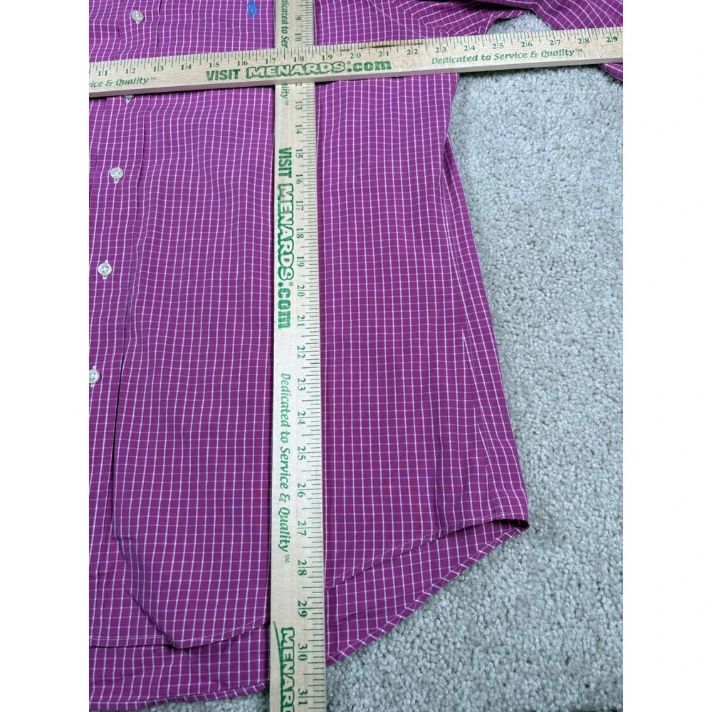 Polo Ralph Lauren Mens Large Custom Fit Pink Check Button Down Shirt Long Sleeve